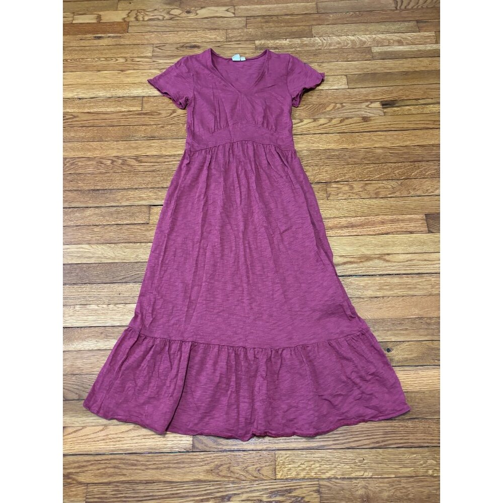 Gap Womens Dress Size XS Red Short Sleeve 100% Cotton Midi Flowy Fit Flare